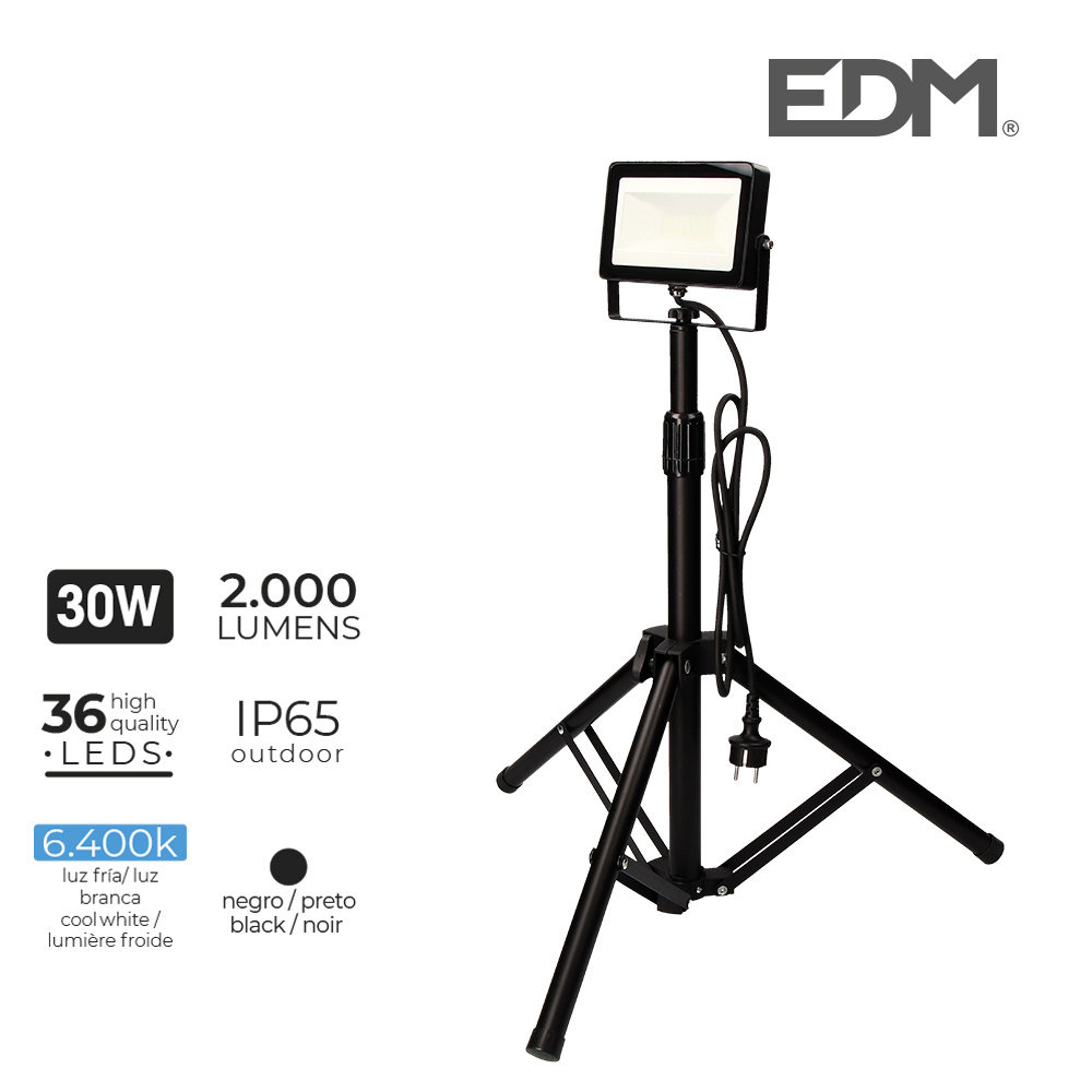 Tripé com 1 Projetor LED 30W 6400K Ref. 703262