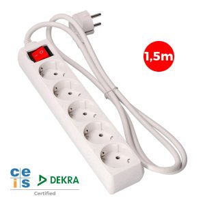 Bloco de 5 Tomadas c/Interruptor 1,5mt