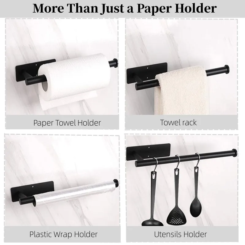 Suporte para rolo de papel de cozinha em aço inoxidável, sem perfuração – dispensador de rolos e película para instalação sob o armário - Image 7