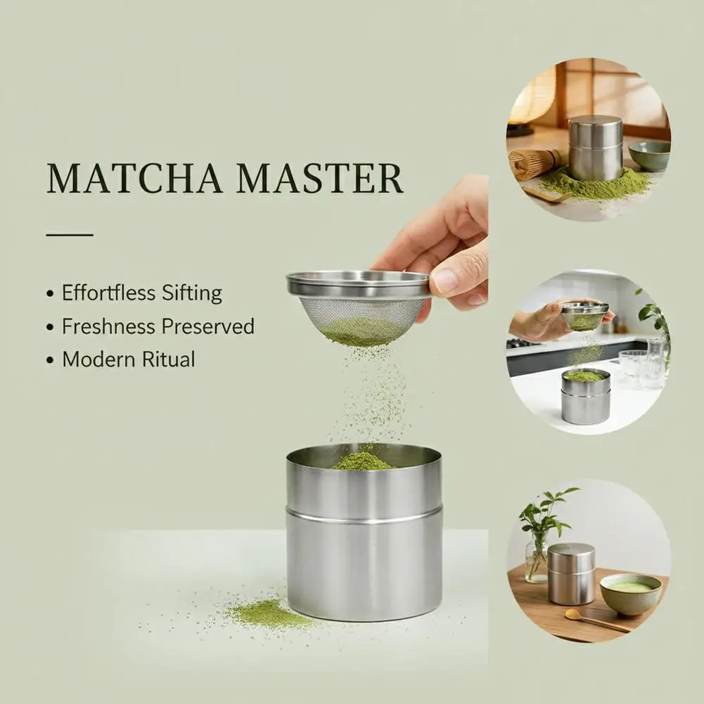 Frasco de Matcha em Aço Inoxidável 304 com Peneira de 40 Mesh — Recipiente Hermético para Chá e Pós - Image 6