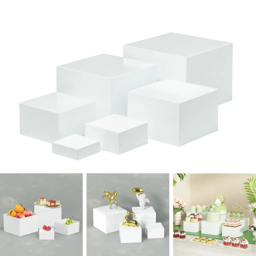 Conjunto de 6 suportes elevatórios de acrílico para buffet — expositores empilháveis com base oca para cupcakes e sobremesas - Image 3