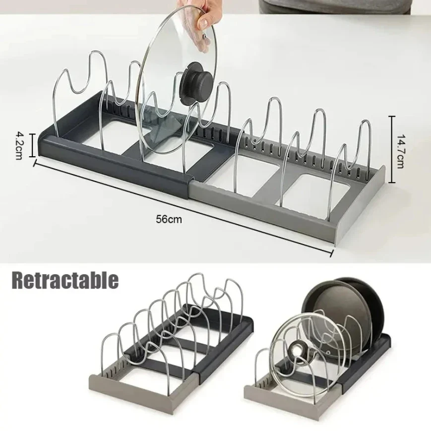 Organizador expansível em aço inoxidável para panelas e frigideiras — 7 divisórias - Image 6