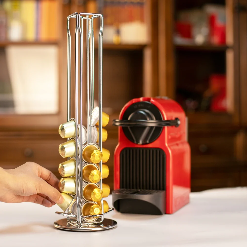 Suporte prateado rotativo para cápsulas de café – base de 360°, comporta 40 cápsulas - Image 7