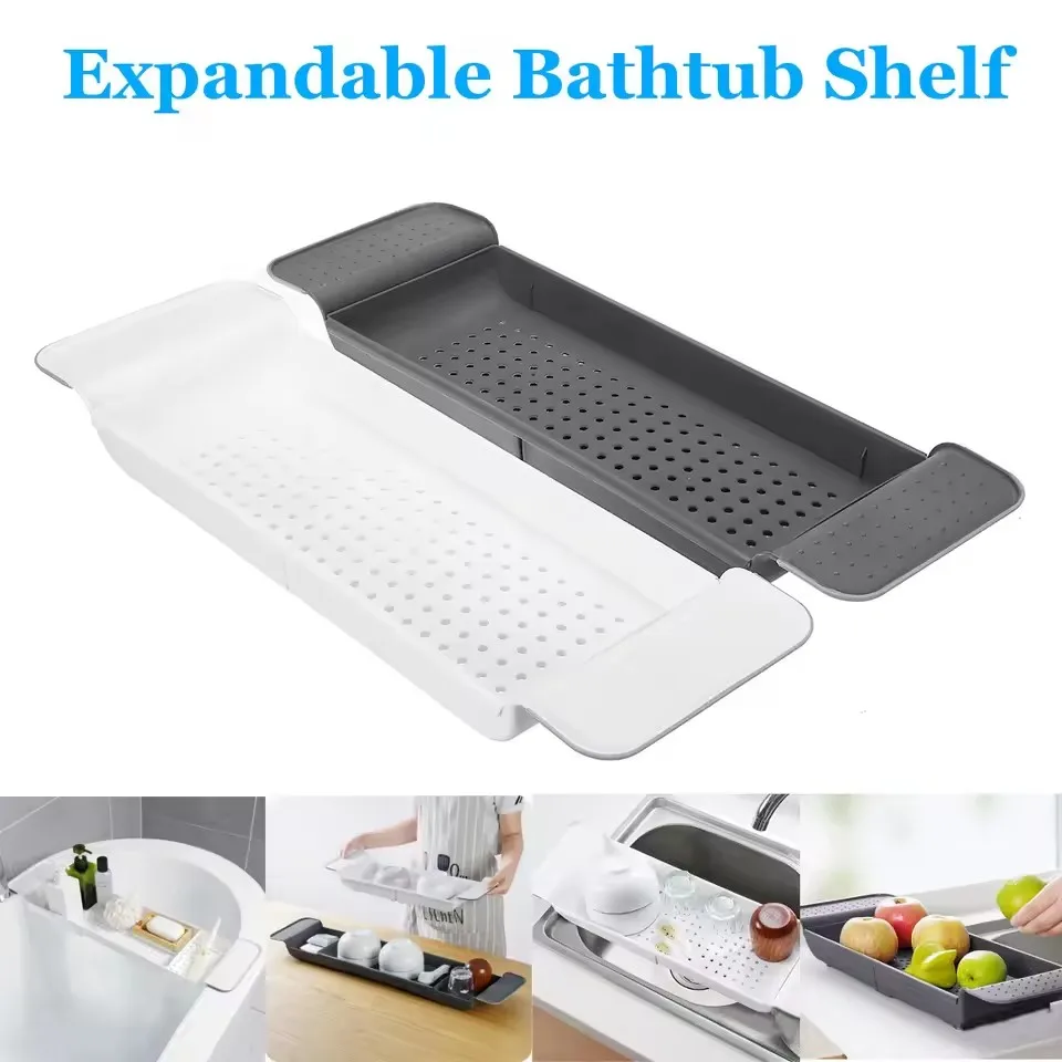 Tabuleiro extensível para banheira – Prateleira de canto para casa de banho, de um nível (plástico) - Image 5