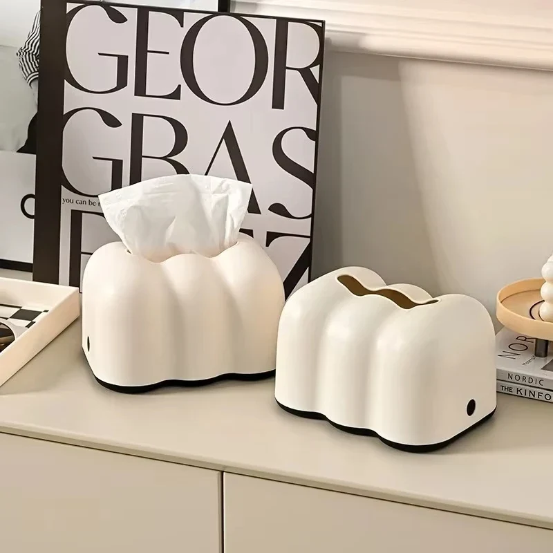 Suporte de parede para caixa de lenços em forma de nuvem — Organizador de guardanapos e toalhas de papel, creme (PP) - Image 3