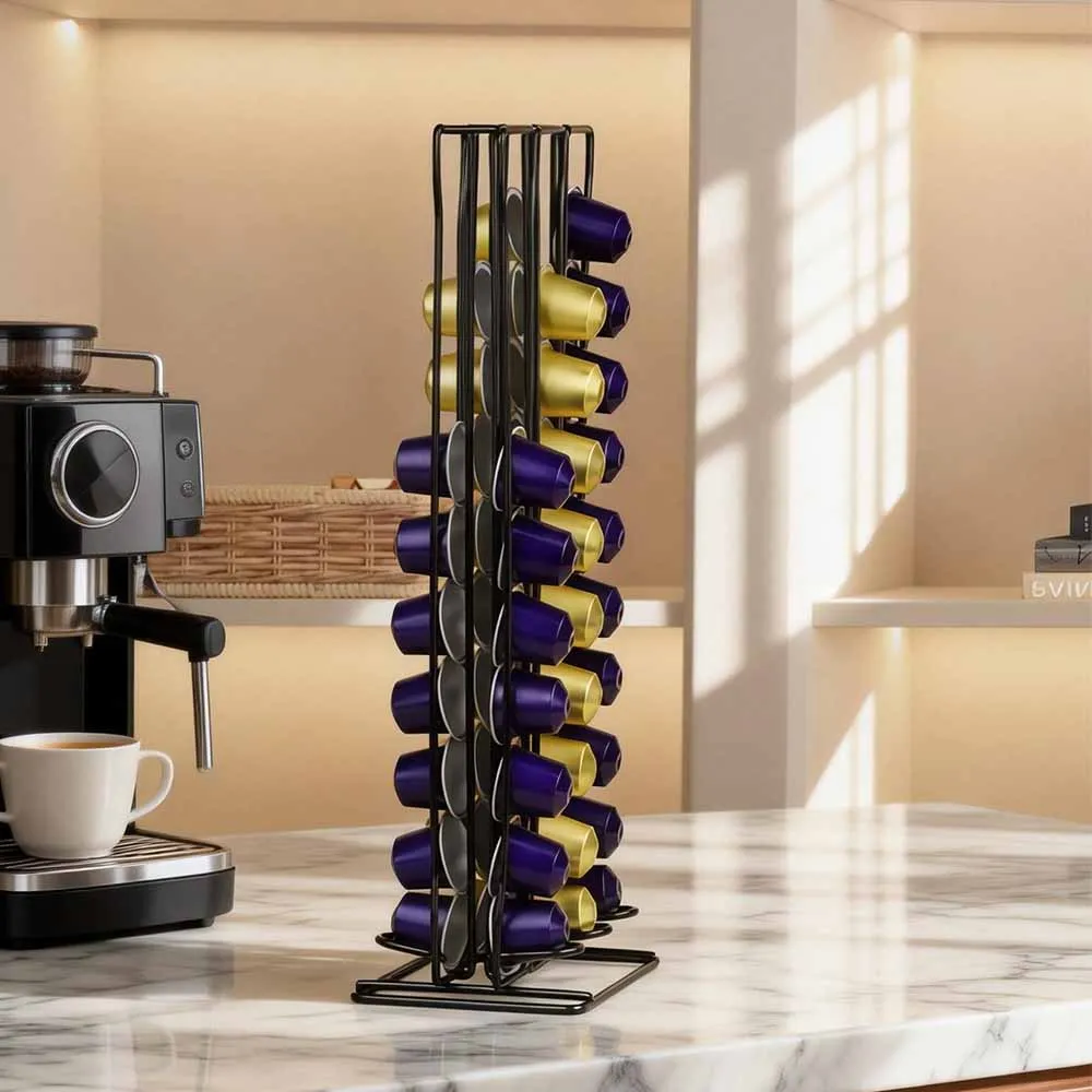 Suporte metálico para cápsulas de café com 60 cápsulas — armazenamento Nespresso de chão (preto) - Image 7