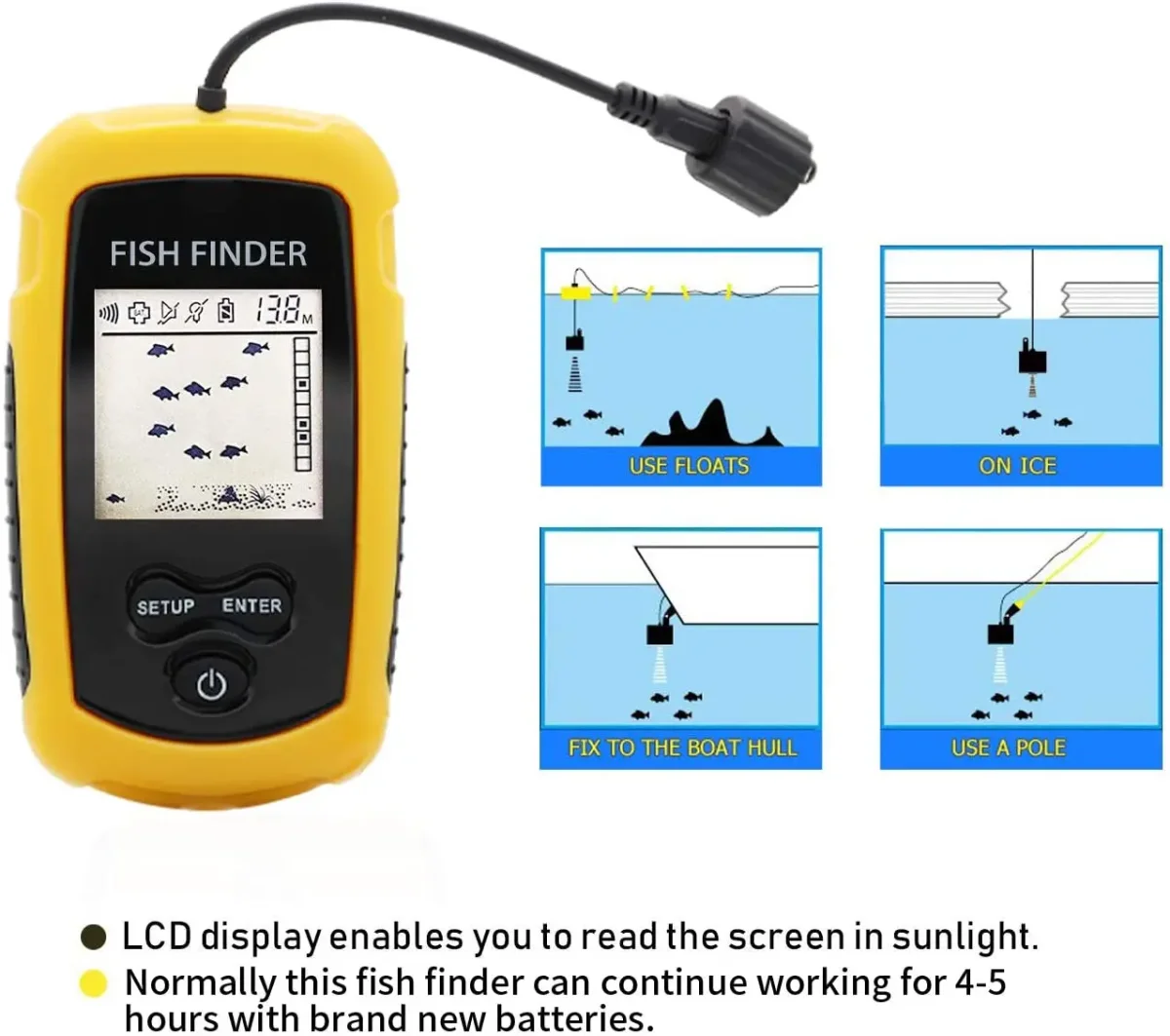 Sonda Portátil para Pesca — Profundidade de 100 m, Feixe de 45° e Alarme de Peixe - Image 5