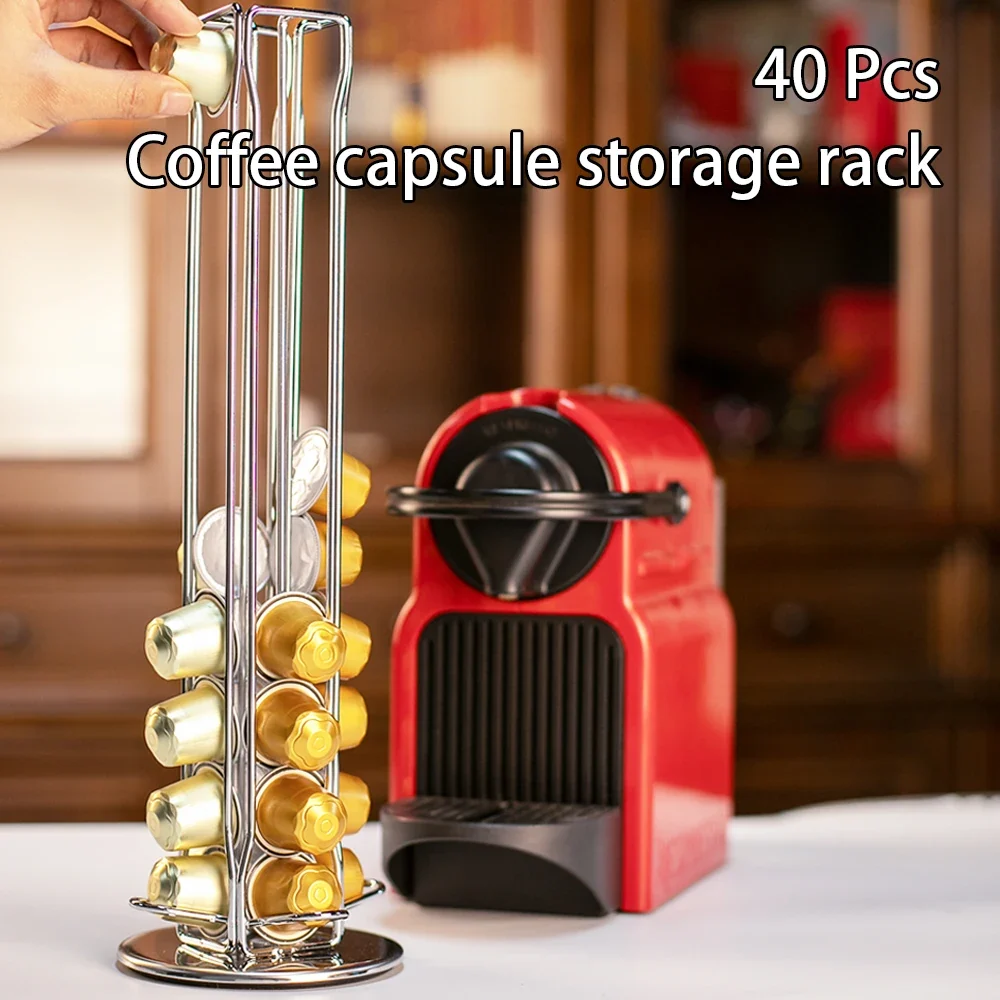 Suporte prateado rotativo para cápsulas de café – base de 360°, comporta 40 cápsulas - Image 3