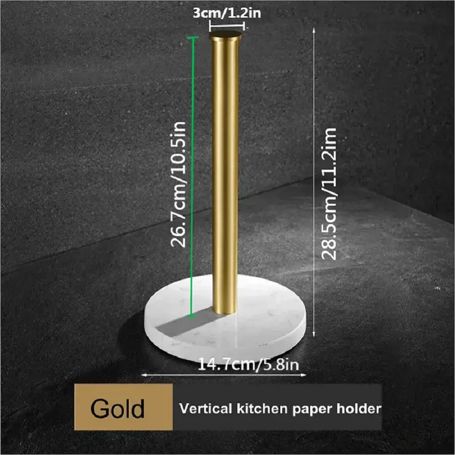 Suporte vertical para rolos de papel em mármore, sem perfurações — suporte de chão sem pregos para rolos de cozinha - Image 9