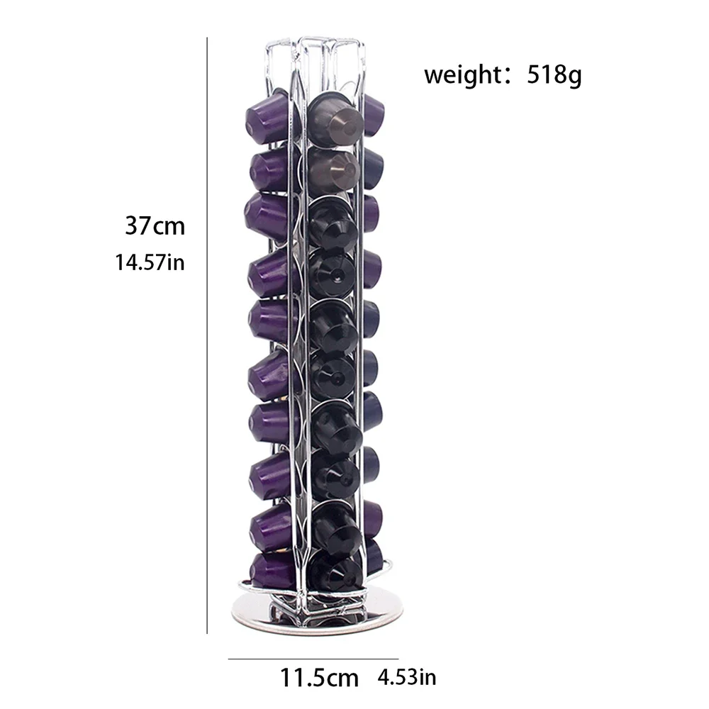 Suporte prateado rotativo para cápsulas de café – base de 360°, comporta 40 cápsulas - Image 5