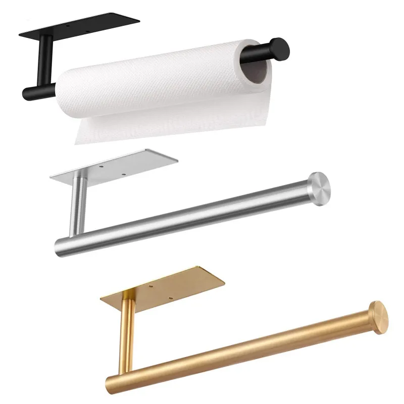 Suporte para rolo de papel de cozinha em aço inoxidável, sem perfuração – dispensador de rolos e película para instalação sob o armário - Image 5