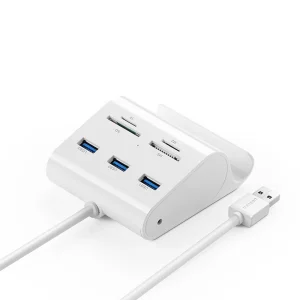 Hub USB 7 em 1 UGREEN US156 - Leitor de cartão multifuncional USB 3.0 TF/SD/M2/MS, velocidade rápida de 5 Gbps, estação de acoplamento com indicador LED - com suporte de telefone para fácil organização