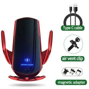 Carregador Automóvel Sem Fios Q3 Smart Sensor 15W & Suporte de Telemóvel com Fixação Automática — Compatível Qi