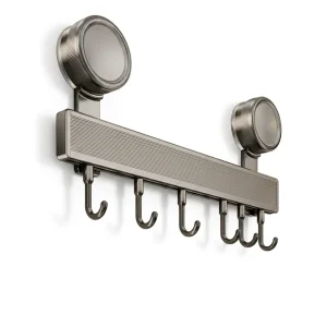 Suporte de Cozinha Sem Perfuração com Ganchos — Alumínio Espacial, Eletroplatinado (30/40/50cm)