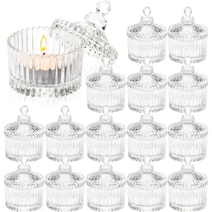 Suportes para velas votivas com tampas — suportes de vidro para velas de chá para casamentos e centros de mesa