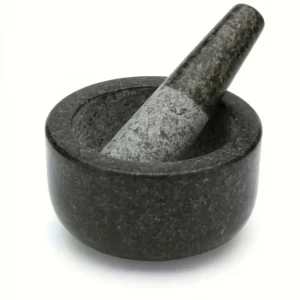 Almofariz e pilão de granito polido para ervas aromáticas, salsa e abacate (3.74 x 1.97in)