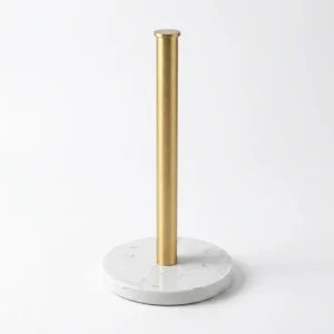 Suporte nórdico para rolo de papel de cozinha em mármore e alumínio espacial — suporte vertical para rolo de cozinha (preto, branco, dourado)