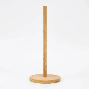 Suporte vertical de bambu para rolo de papel de cozinha – suporte antiderrapante para cozinha e casa
