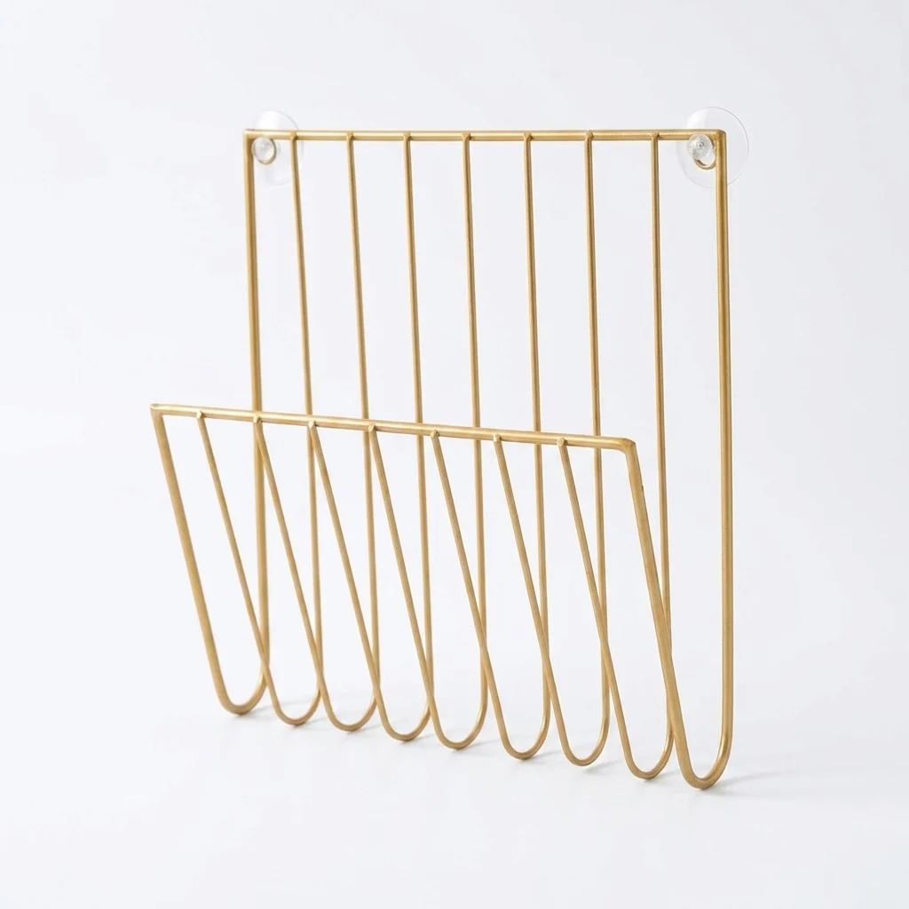 Suporte de parede em ferro para ficheiros — suporte de um nível para revistas e cartas (dourado ou preto)