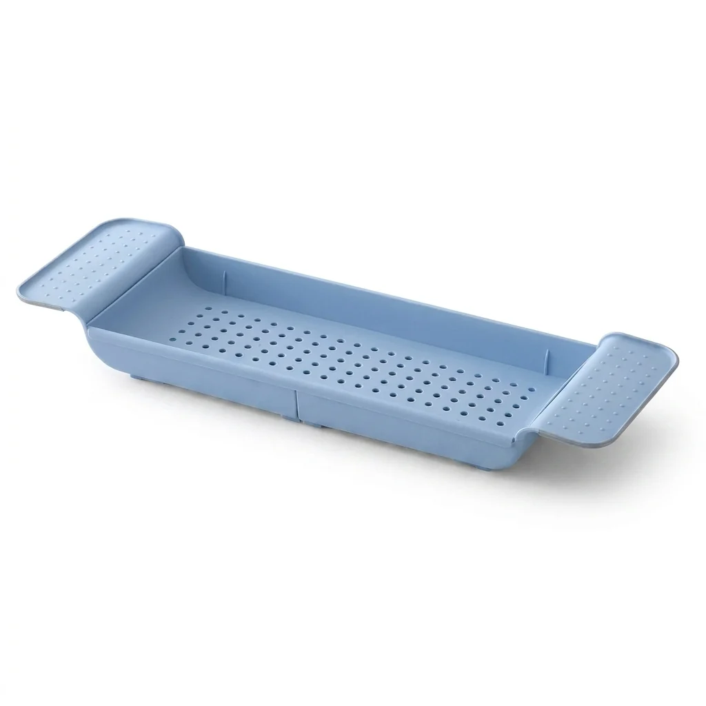 Tabuleiro extensível para banheira – Prateleira de canto para casa de banho, de um nível (plástico) - Image 4